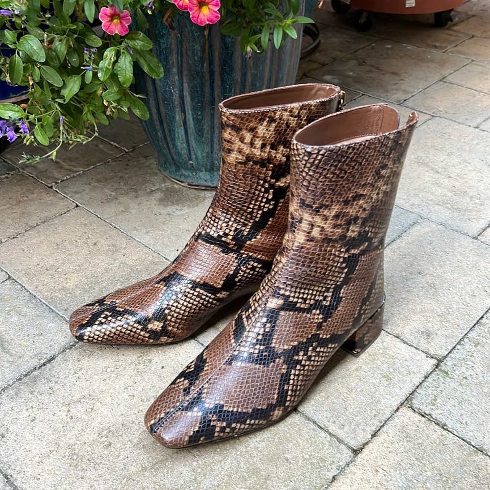 J. Crew Brown Snakeskin Heeled Boots